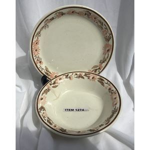 1274	UsA Bowl and plate peach/brown